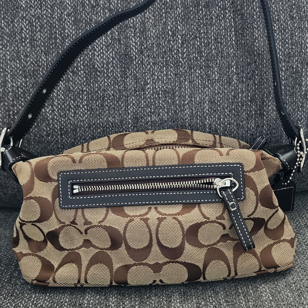 Coach Tan and Brown Signature Shoulder Bag